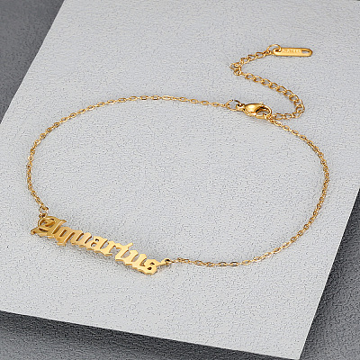 304 Stainless Steel Constellation Word Link Chain Anklets for Women FS-WG5BE8C-11-1