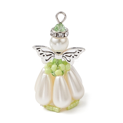Pearlized Glass Pearl Beads Pendants PALLOY-MZ00487-01-1