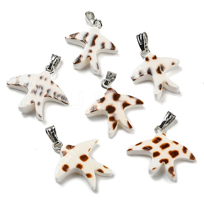 Natural Spiral Shell Pendants PALLOY-Q462-02P-1