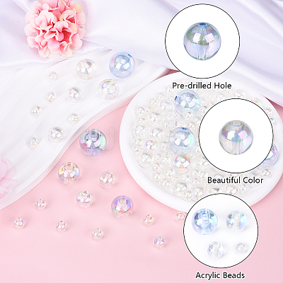 100G 4 Styles Transparent Acrylic Beads MACR-YW0003-42-1