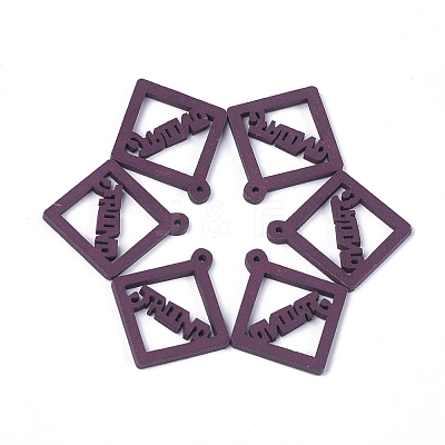 Spray Painted Wood Pendants WOOD-T017-05B-1
