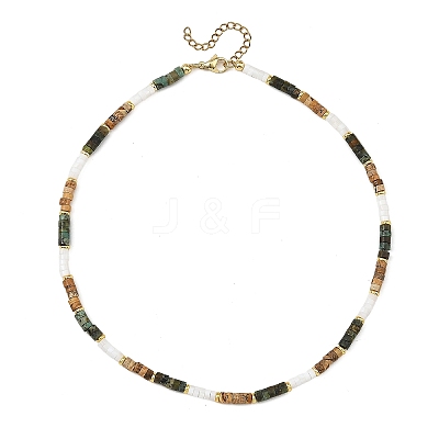 Natural African Turquoise(Jasper) and Natural Picture Jasper Bead Necklaces NJEW-JN06629-1