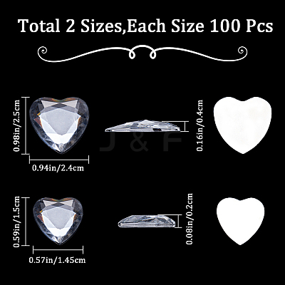 200Pcs 2 Style Acrylic Rhinestone Cabochons MACR-GF0001-03A-1