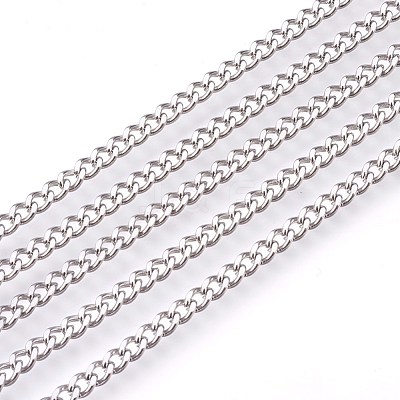 Non-Tarnish 3.28 Feet 201 Stainless Steel Curb Chains X-CHS-L017-22B-1