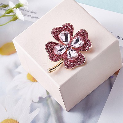 Cubic Zirconia Clover Brooch Pin JBR105C-1
