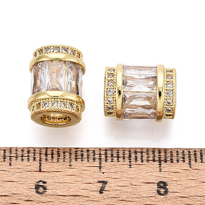Brass Micro Pave Cubic Zirconia Beads X-KK-P237-02G-1