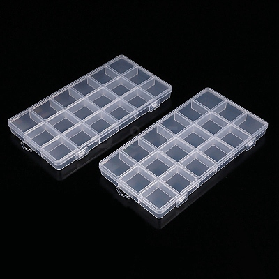18 Grids Transparent Plastic Bead Containers X-CON-YW0001-62G-1