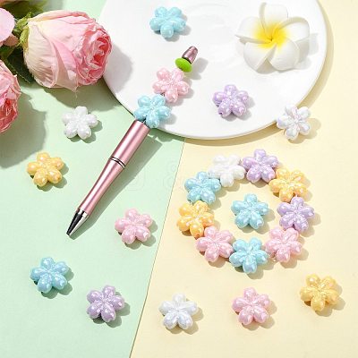 40Pcs 5 Colors Opaque Acrylic Beads OACR-FS0002-84-1