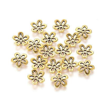 5-Petal Tibetan Style Alloy Flower Bead Caps LS-TIBEB-1064-AG-LF-1