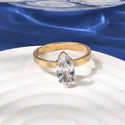 304 Stainless Steel Pave Cubic Zirconia Finger Rings for Women RJEW-B161-02G-02-1