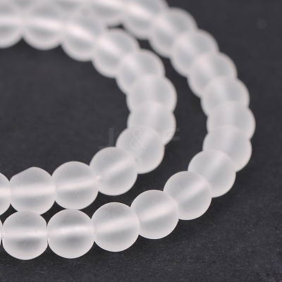Frosted Natural Quartz Crystal Round Beads Strands G-N0151-09-6mm-1