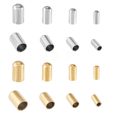 32Pcs 8 Styles 304 Stainless Steel Cord End STAS-TA0003-16-1