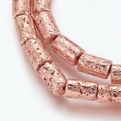 Electroplated Natural Lava Rock Beads Strands G-P400-03RG-1