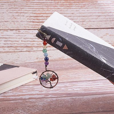4Pcs 2 Style Gemstone Beaded Bookmarks AJEW-SZ0002-31-1