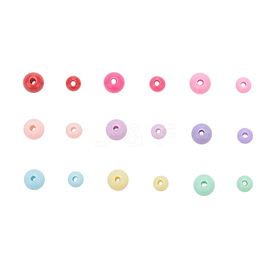 1035Pcs 18 Style Opaque Acrylic Beads MACR-FS0001-09-1