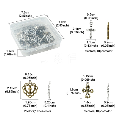 60Pcs 6 Styles Tibetan Style Alloy Pendants TIBEP-FS0001-24-1