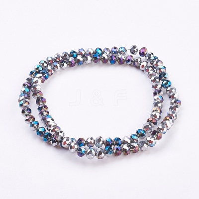 Half Plated Faceted Rondelle Electroplate Glass Beads Strands X-EGLA-D020-6x4mm-20-1