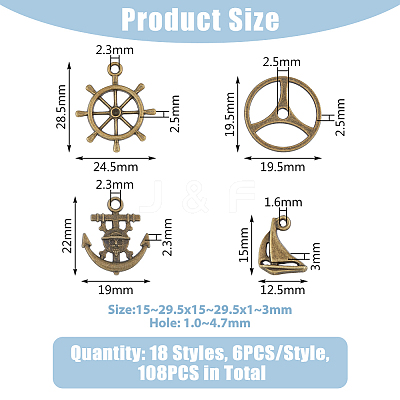 108PCS 18Style Alloy Pendants FIND-FH0008-43-1