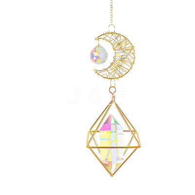 Moon Iron Hollow Big Pendant Decorations DJEW-PW0007-07C-1