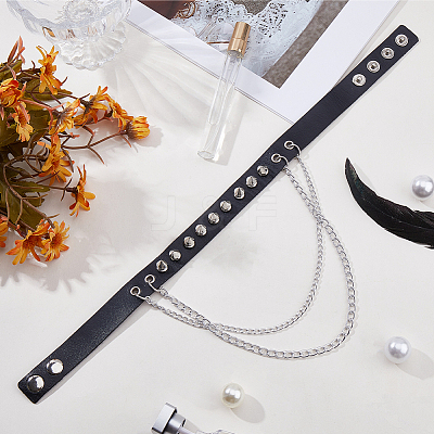 1Pc Gothic Style Spiked Rivet Imitation Leather Chocker Necklaces NJEW-CL0001-12-1