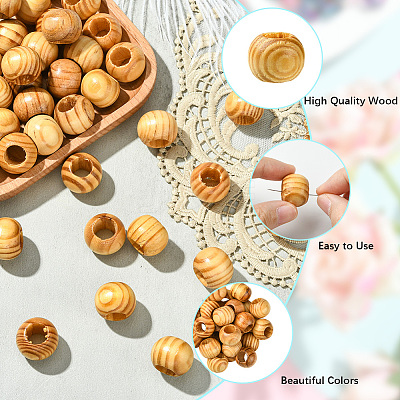 Pine Wood Beads WOOD-PA0001-03A-1