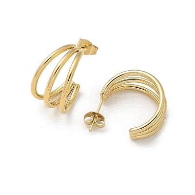 304 Stainless Steel Triple C-Shaped Stud Earrings for Women EJEW-C096-68G-02-1