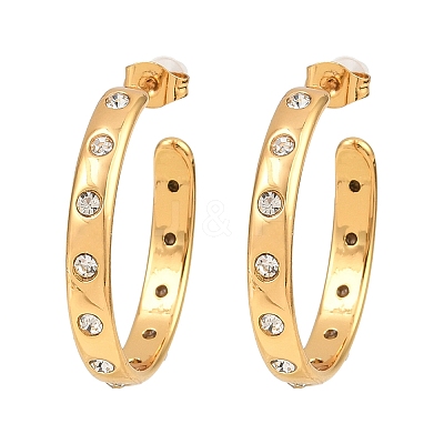 304 Stainless Steel Rhinestone Stud Earrings SA-CBA0ADC-01G-1