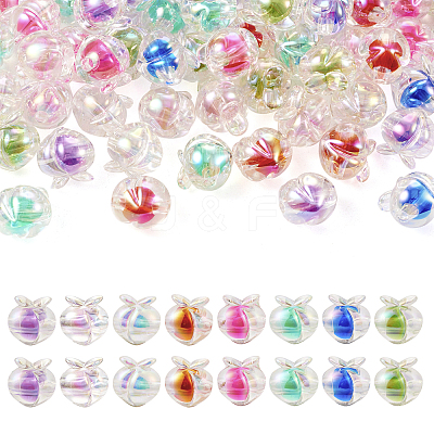 64Pcs 8 Colors UV Plating Rainbow Iridescent Acrylic Beads OACR-TA0001-20-1