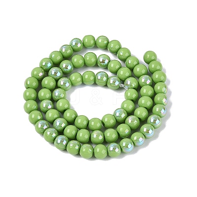 Electroplate Opaque Glass Beads Strands LS-EGLA-Q132-6MM-01C-16-1