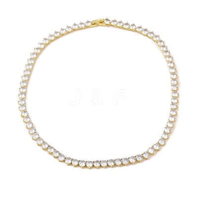 Rack Plating Brass Clear Cubic Zirconia Cup Chain Necklaces NJEW-Q348-02G-1
