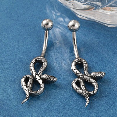 Snake 316 Surgical Stainless Steel Belly Button Rings EJEW-G416-18C-AS-1