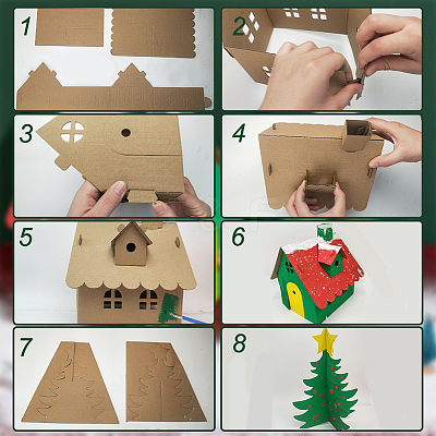 6 Sets 2 Style Unfinished Cardboard 3D Puzzles AJEW-NB0005-36-1