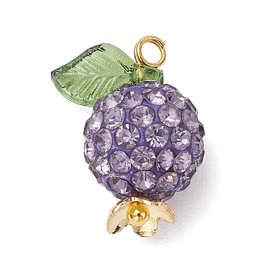 Pave Disco Ball Beads with Transparent Acrylic Charms and 304 Stainless Steel Bead Caps and Brass Ball Head pins Pendants PALLOY-TA00243-1
