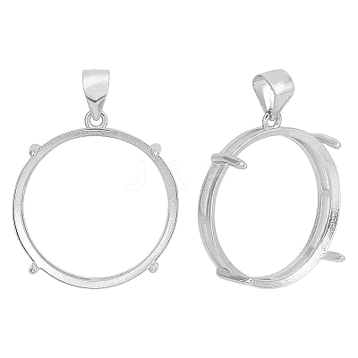 2Pcs 925 Sterling Silver Pendant Cabochon Settings STER-PH0003-98-1