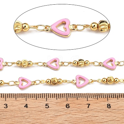 Brass Heart Link Chains KK-D368-03G-E-1