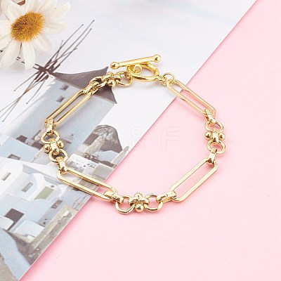 Brass Link Chain Bracelets BJEW-JB06016-1