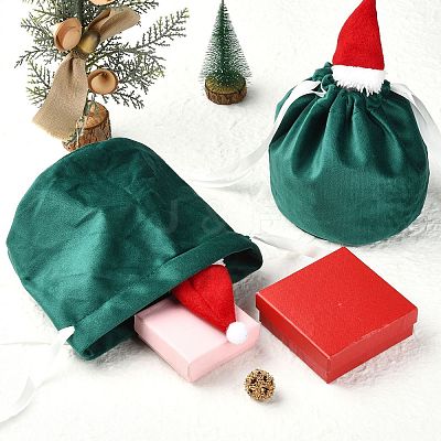 Christmas Hat Velvet Drawstring Bags ST-CJ0001-01B-1