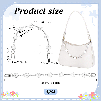 4Pcs Flower Alloy Enamel Alloy Bag Decorative Chains PURS-PH0001-30-1