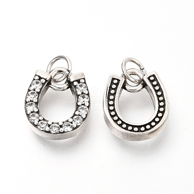 Brass Micro Pave Clear Cubic Zirconia Charms ZIRC-O036-24AS-1