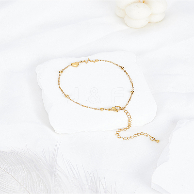 1Pc 201 Stainless Steel Heart Link Anklets AJEW-LP0007-13-1