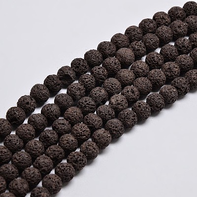 Natural Lava Rock Round Bead Strands G-I124-8mm-M-1