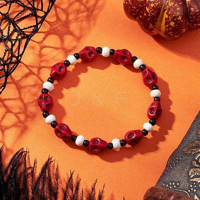 Synthetic Turquoise & Glass Seed Beads Bracelets BJEW-JB12170-02-1
