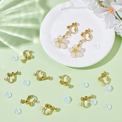 40Pcs Brass Screw Clip Earring Converter KK-ME0001-27G-1
