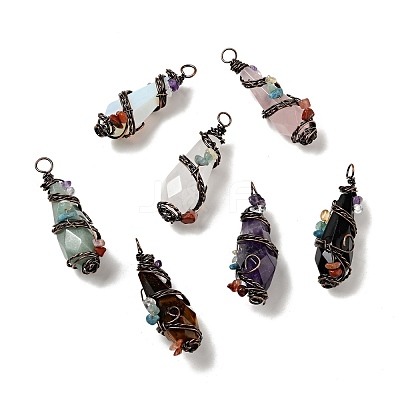 Natural & Synthetic Gemstone Pointed Big Pendants G-G860-03R-1