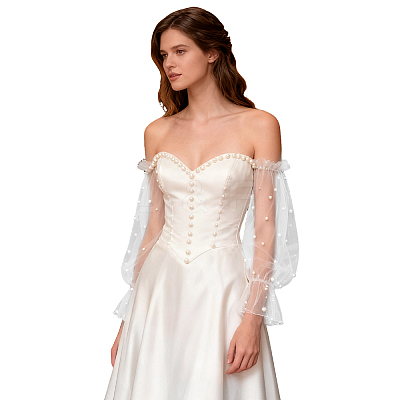 Polyester Detachable Mesh Puff Sleeves AJEW-WH0485-43B-1
