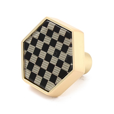 Hexagon with Grid Pattern Brass Box Handles & Knobs LS-DIY-P054-A01-1