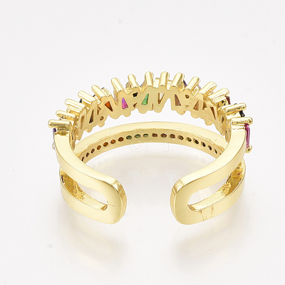 Brass Micro Pave Cubic Zirconia Cuff Rings RJEW-S044-037-1