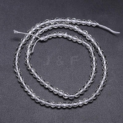 Faceted Round Natural Quartz Crystal Beads Strands G-L411-30-4mm-1