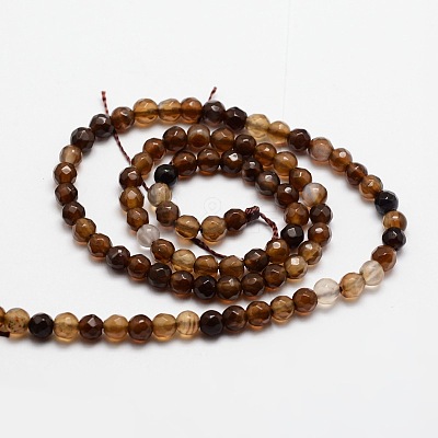 Faceted Natural Agate Round Beads Strands G-E318C-4mm-11-1