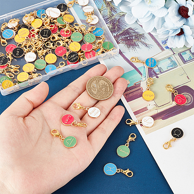 6 Sets 6 Colors Alloy Enamel Pendants Decoration HJEW-PH0001-66-1